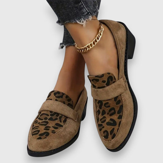 Wild Chic Leopard Print Real Leather Loafers