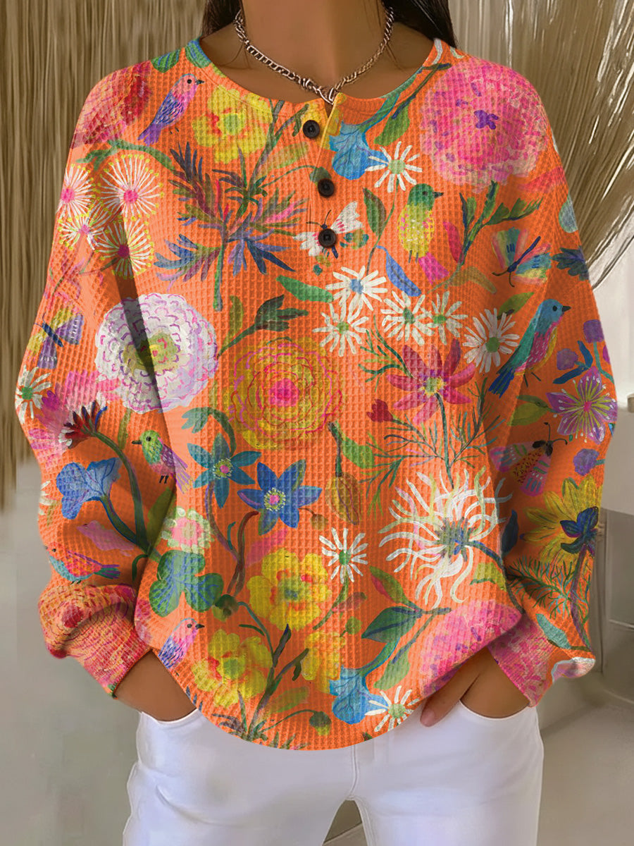 Sweater with Colorful Floral Print