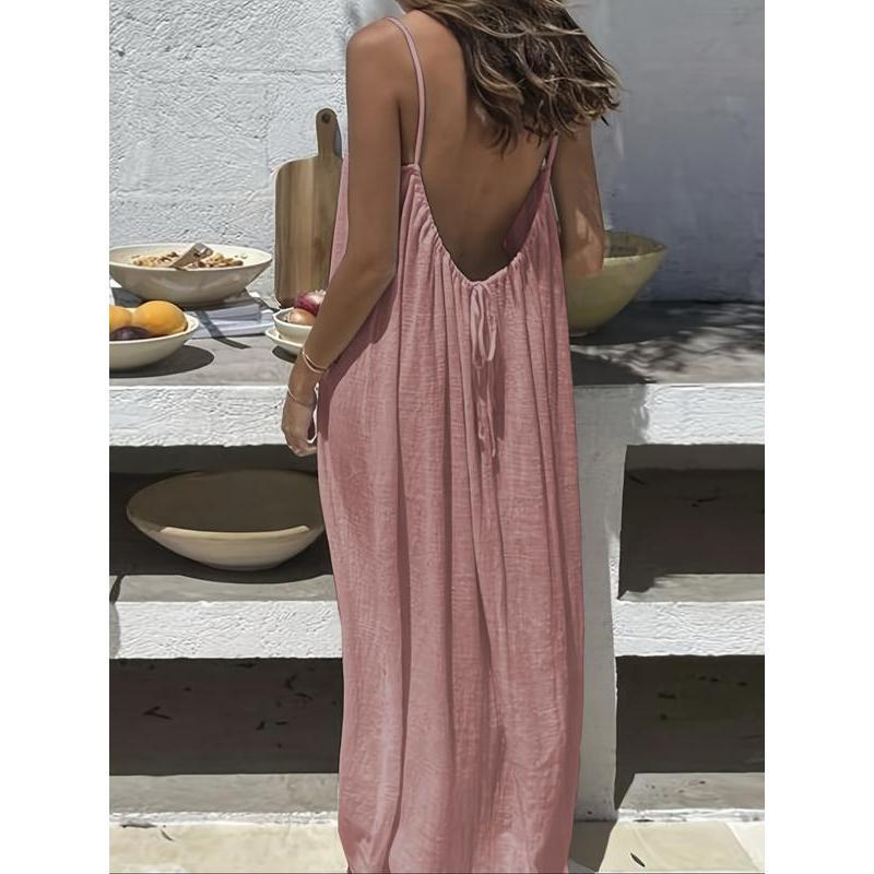 Women's Solid Color Cami Lounge Dress