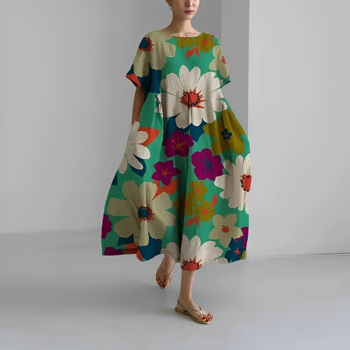 Vestido Midi Floral de Estilo Relajado para Mujer