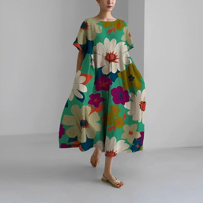 Vestido Midi Floral de Estilo Relajado para Mujer