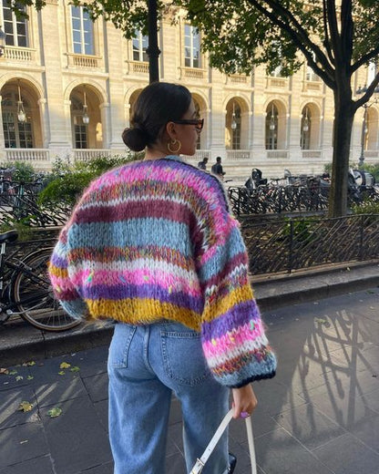 Cozy Multicolor Knitted Cardigan for Women