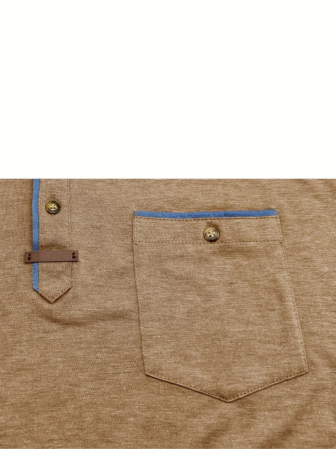 Camisa Clásica de Cuello Redondo con Bolsillo