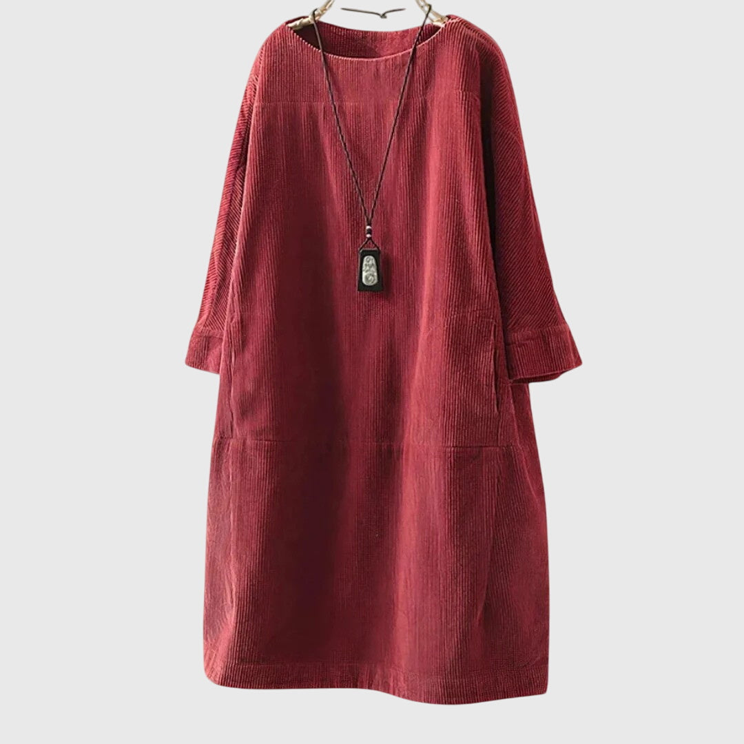 Vestido midi de pana relajado