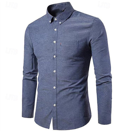Men's Casual Button-Down Shirt with Chest Pocket