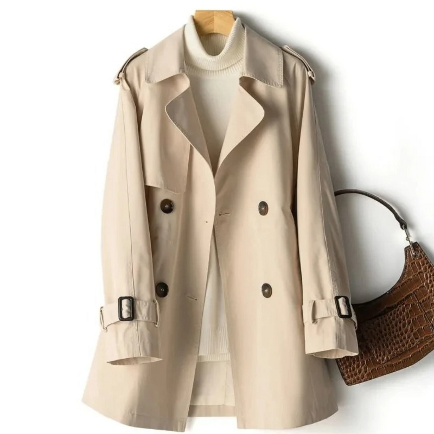 Women’s Fashionable Belted Double-Breasted Coat