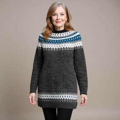 Retro Patterned Knit Sweater