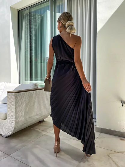 Elegant Floral One-Shoulder Maxi Dress