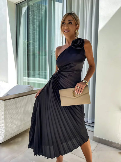 Elegant Floral One-Shoulder Maxi Dress