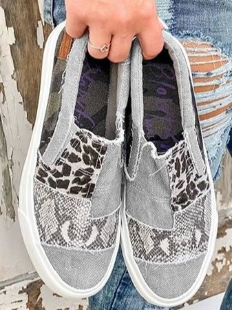 Zapatos sin cordones elásticos con estampado de leopardo para mujer