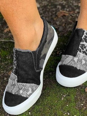 Zapatos sin cordones elásticos con estampado de leopardo para mujer
