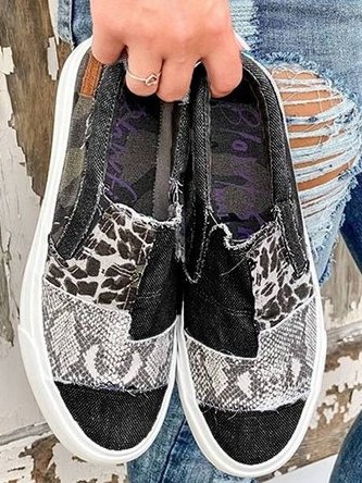 Zapatos sin cordones elásticos con estampado de leopardo para mujer