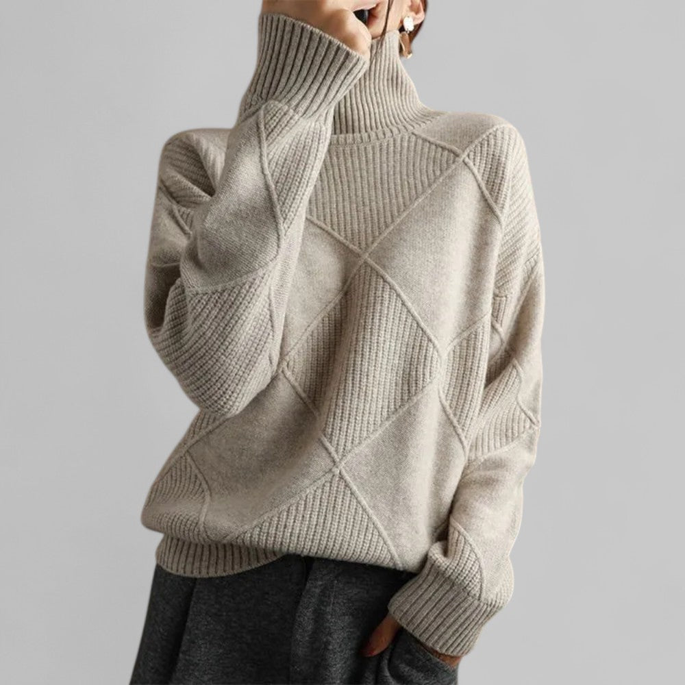Women’s Winter Oversized Patterned Turtlenecks Sweater