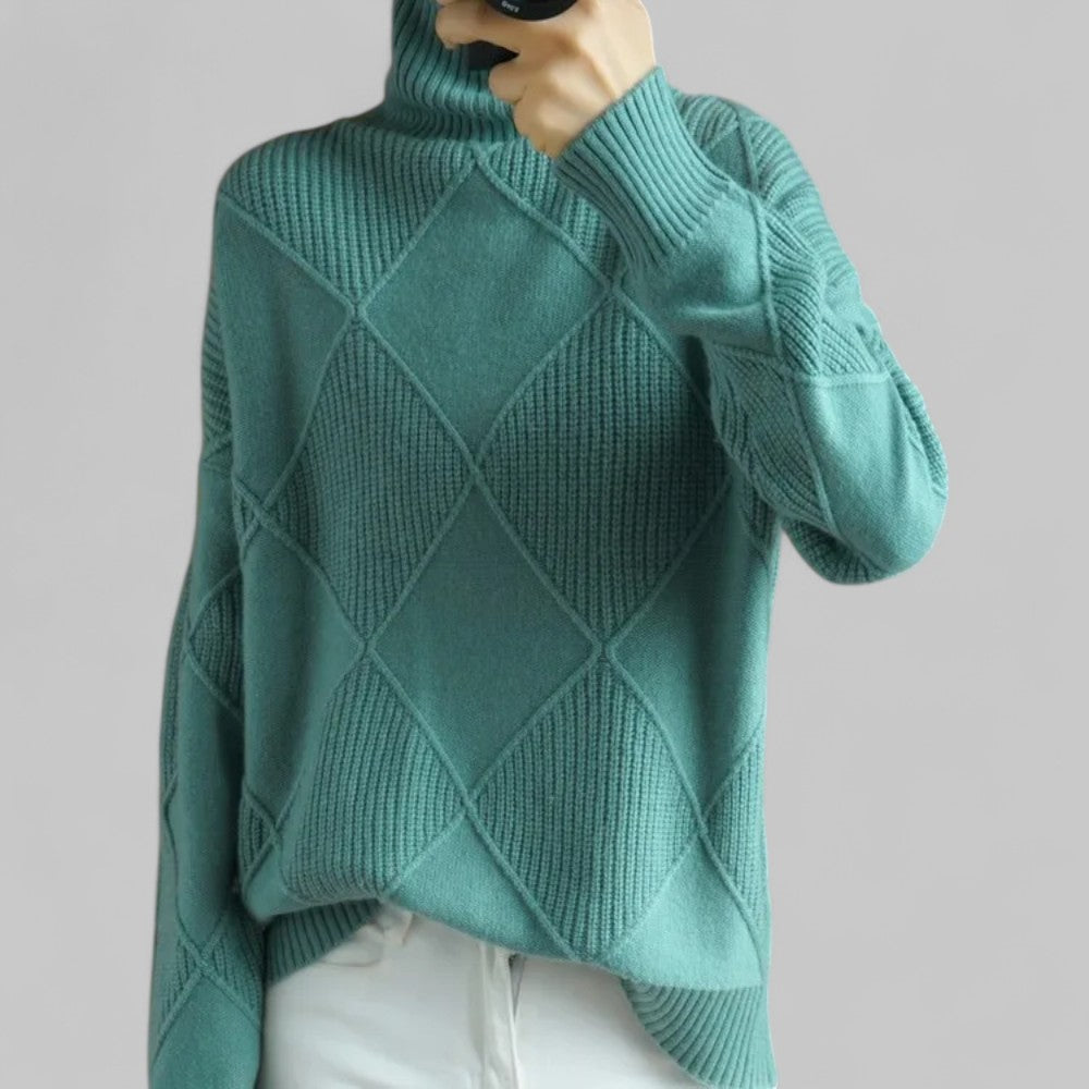 Women’s Winter Oversized Patterned Turtlenecks Sweater