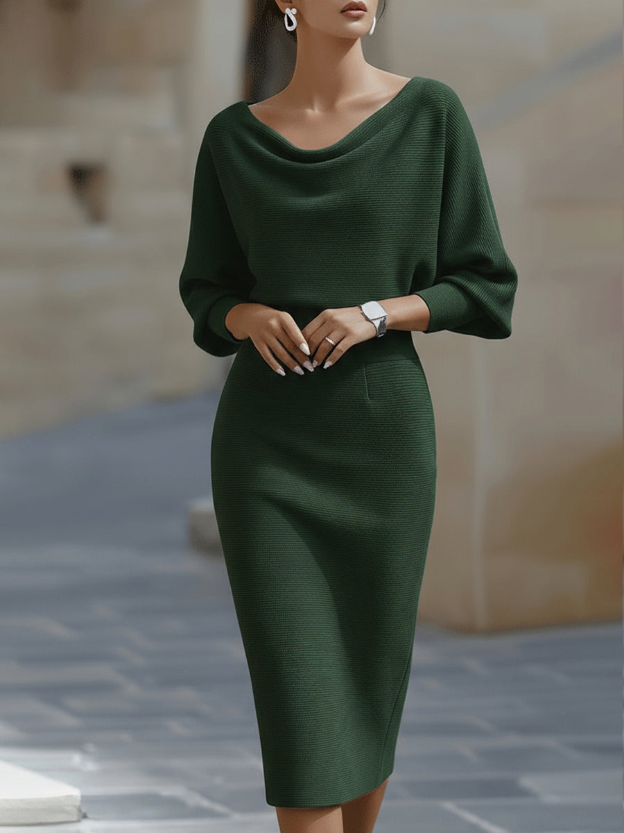 Violet & Grace - White Draped Batwing Midi Dress