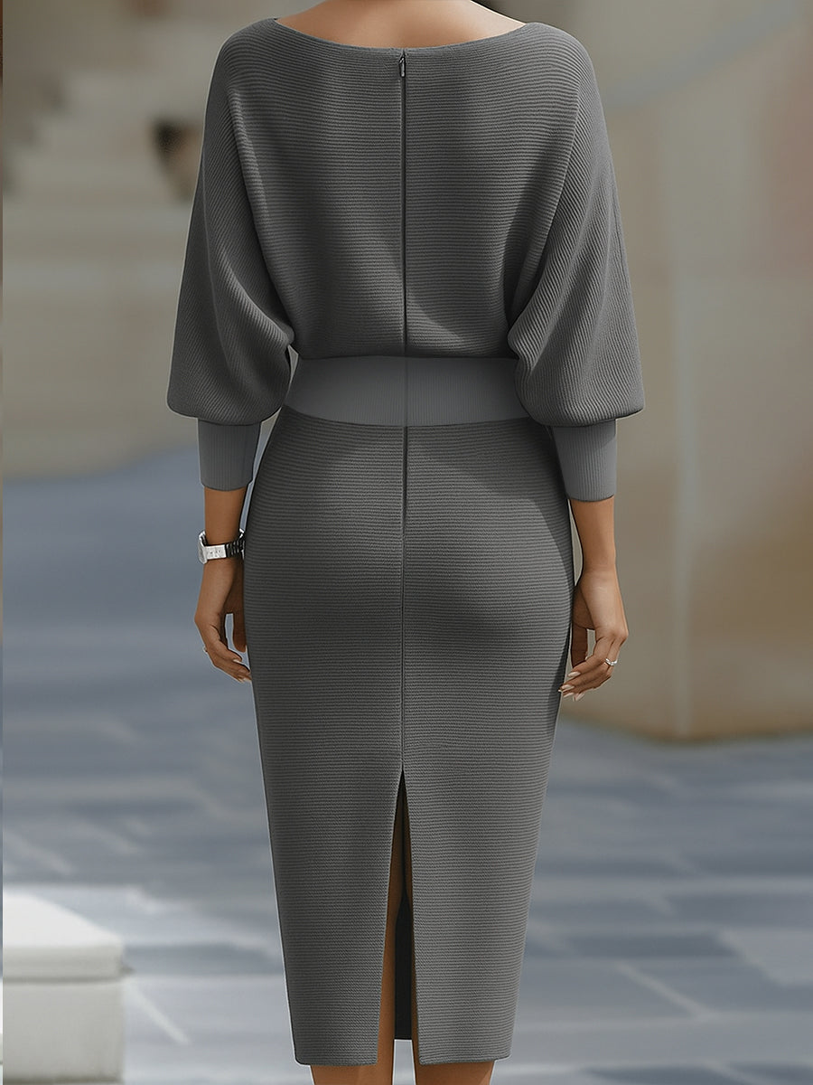Violet & Grace - White Draped Batwing Midi Dress
