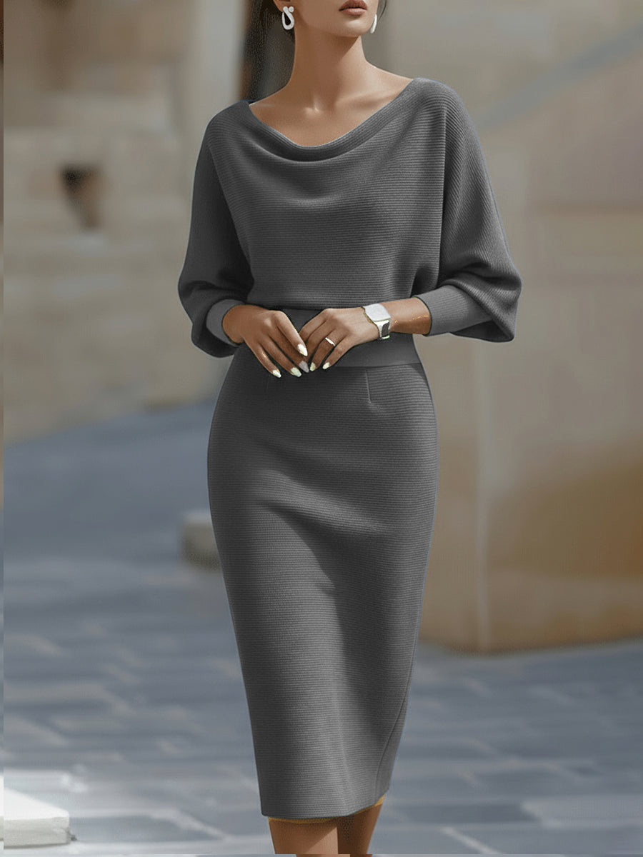 Violet & Grace - White Draped Batwing Midi Dress