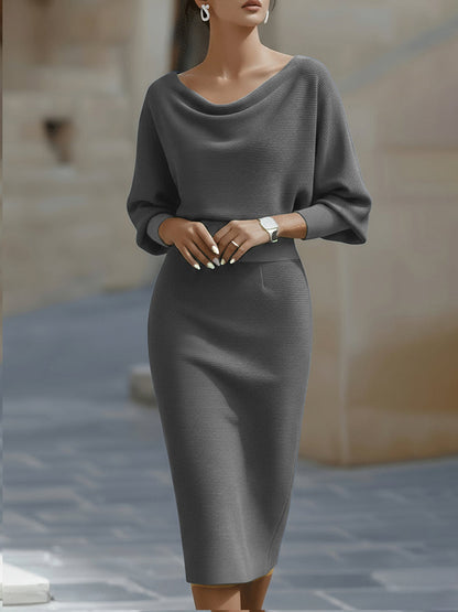 Violet & Grace - White Draped Batwing Midi Dress