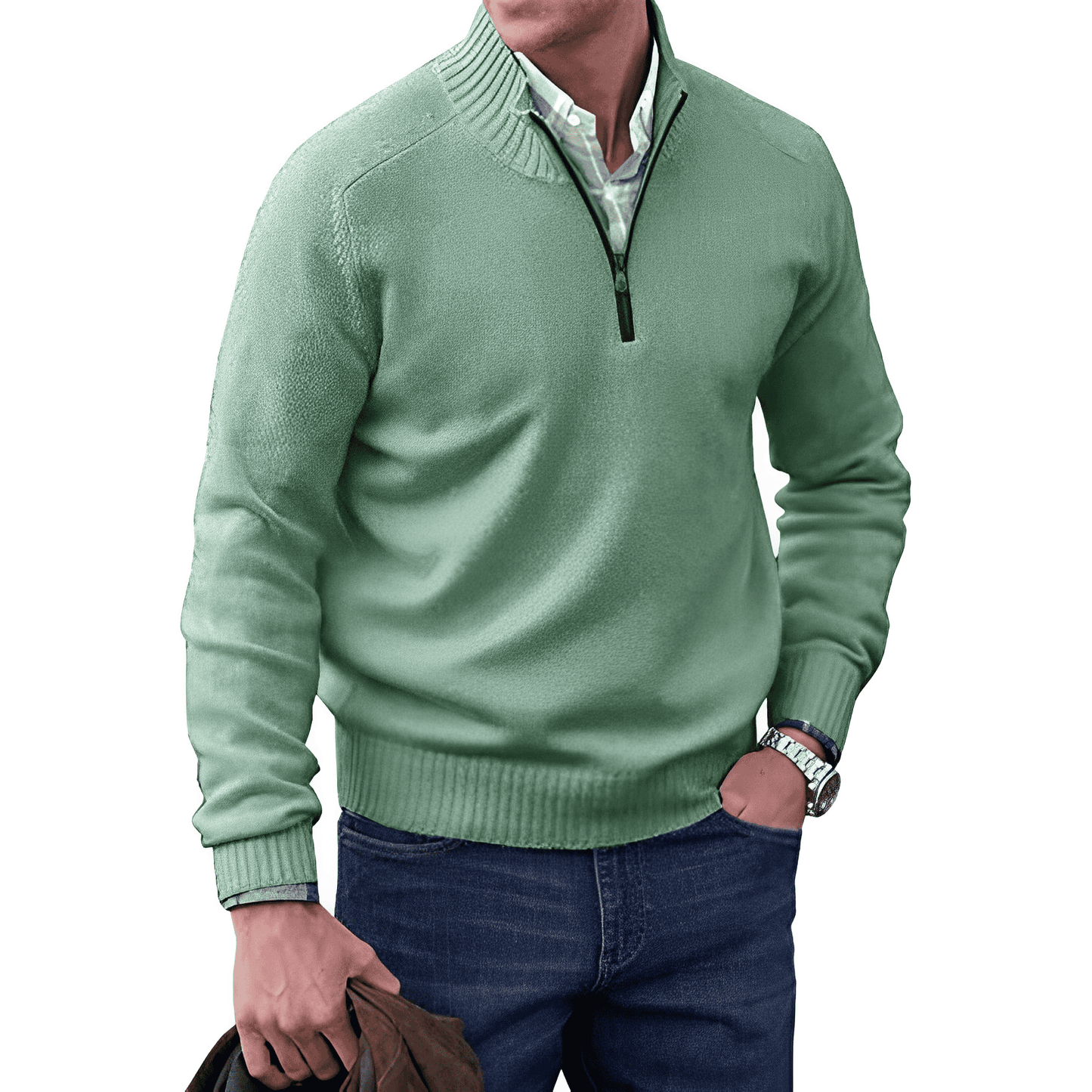 Jersey de punto para hombre con media cremallera