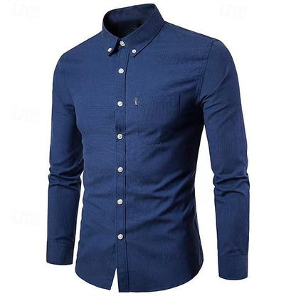 Men's Casual Button-Down Shirt with Chest Pocket