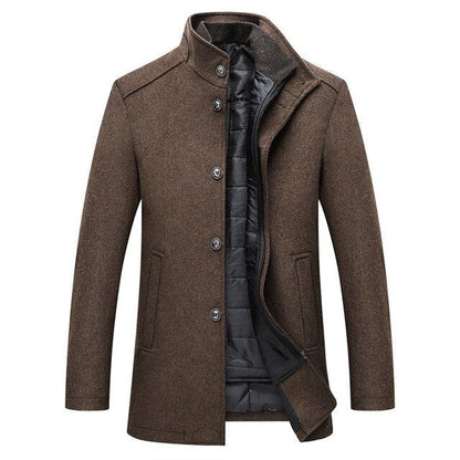 Stand Collar Button Up Winter Jacket Men