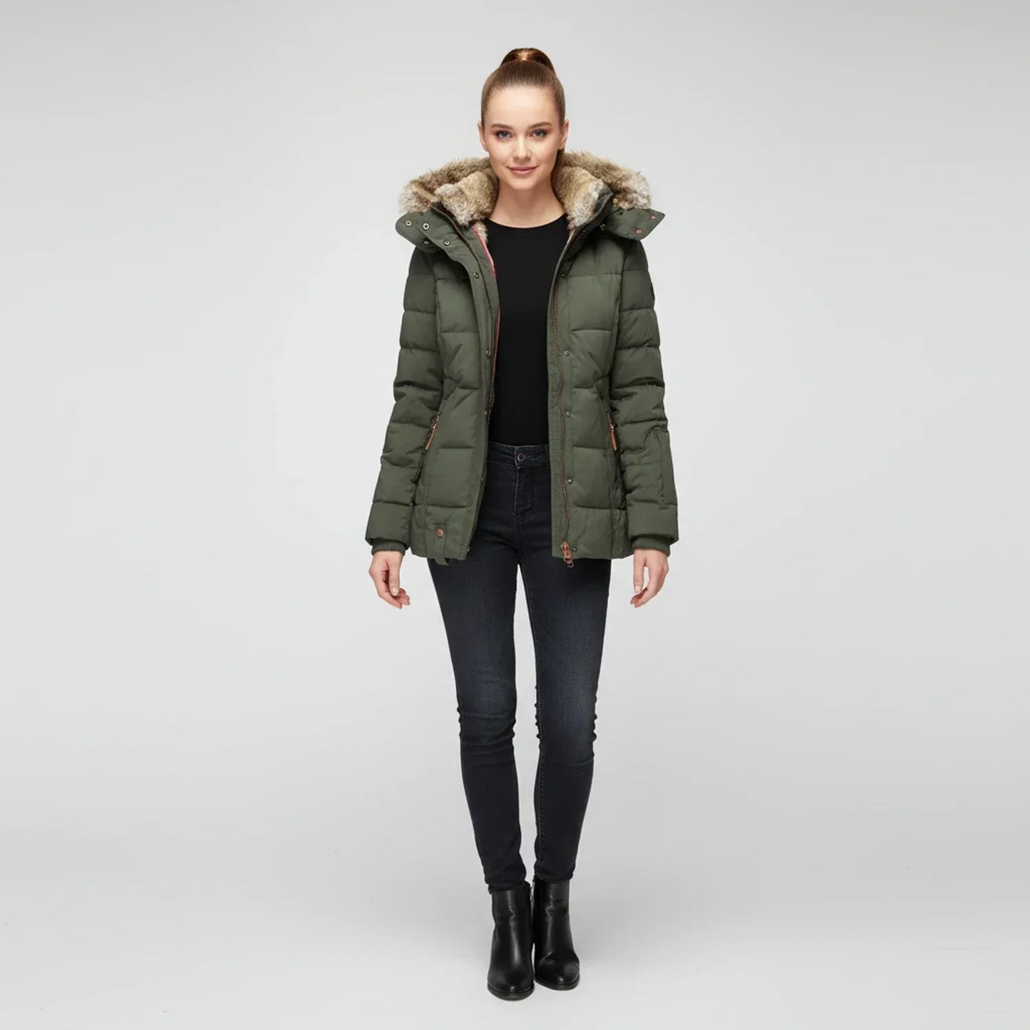 Chaqueta acolchada hinchada con capucha para mujer