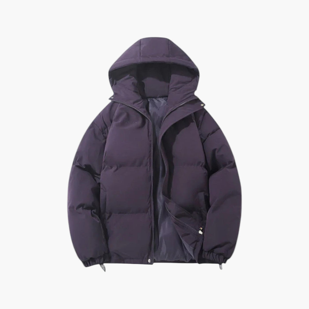 Men’s Quilted Winter Zip-Up Hooded Jacket