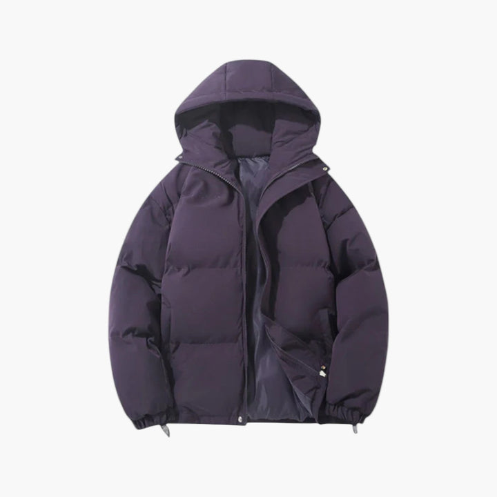 Men’s Quilted Winter Zip-Up Hooded Jacket