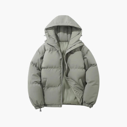 Men’s Quilted Winter Zip-Up Hooded Jacket