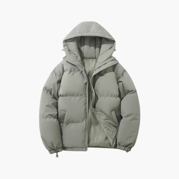 Men’s Quilted Winter Zip-Up Hooded Jacket
