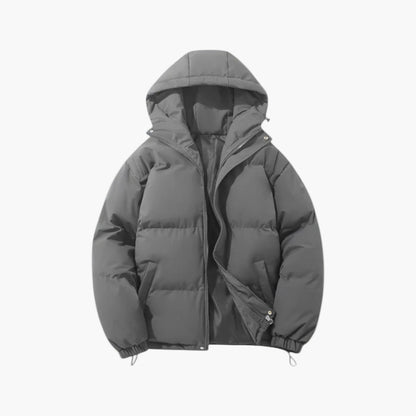 Men’s Quilted Winter Zip-Up Hooded Jacket