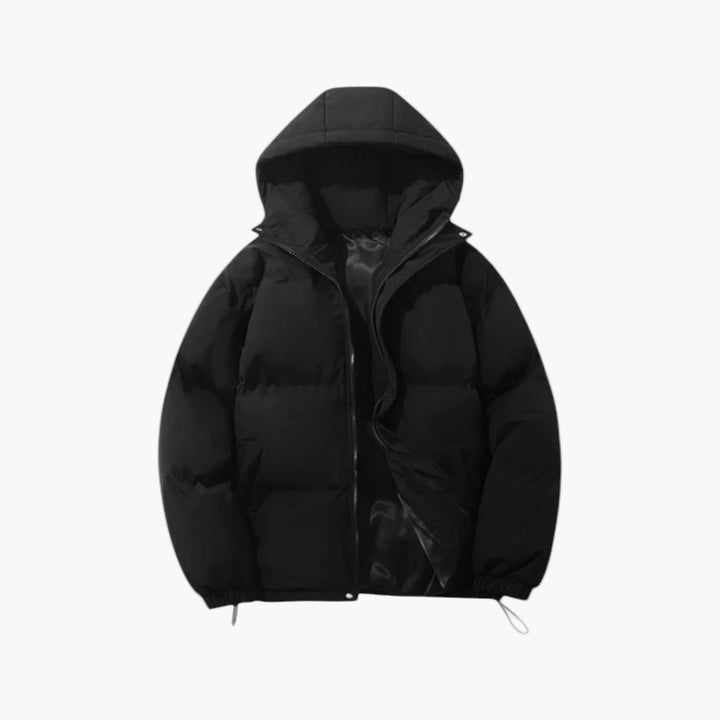 Men’s Quilted Winter Zip-Up Hooded Jacket