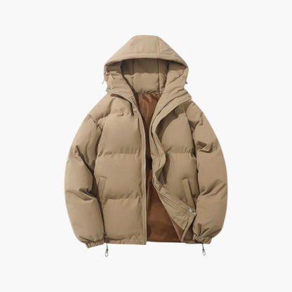 Men’s Quilted Winter Zip-Up Hooded Jacket