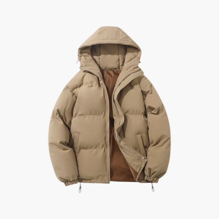 Men’s Quilted Winter Zip-Up Hooded Jacket
