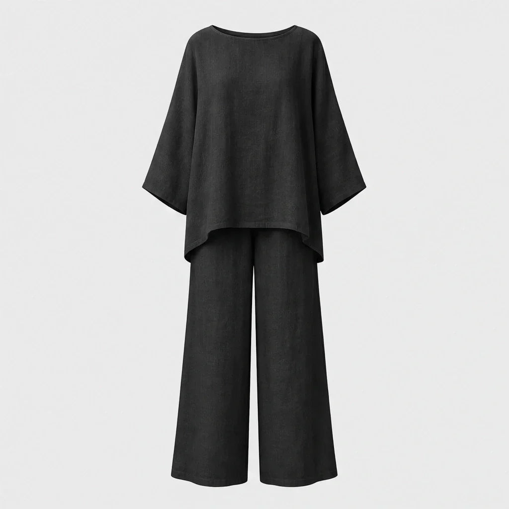 Ashmoore™ – Conjunto de Dos Piezas de Top de Manga Larga Holgado y Pantalones de Pernera Ancha + 50% de DESCUENTO