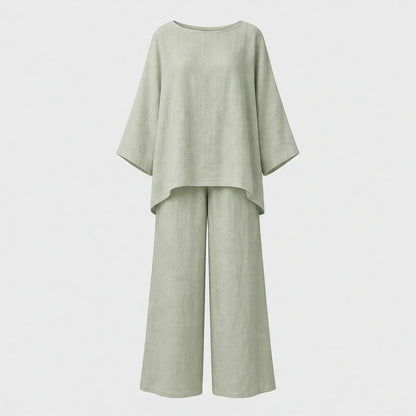 Ashmoore™ – Loose-Fit Long Sleeve Top & Wide-Leg Trousers Two-Piece Set + 50% OFF