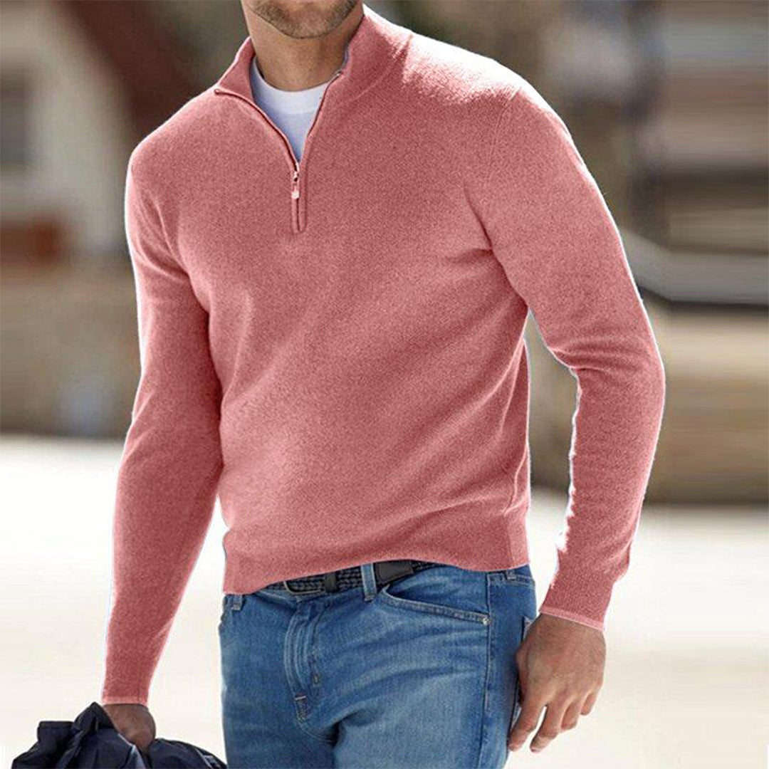 Jersey cálido de invierno con media cremallera para hombre