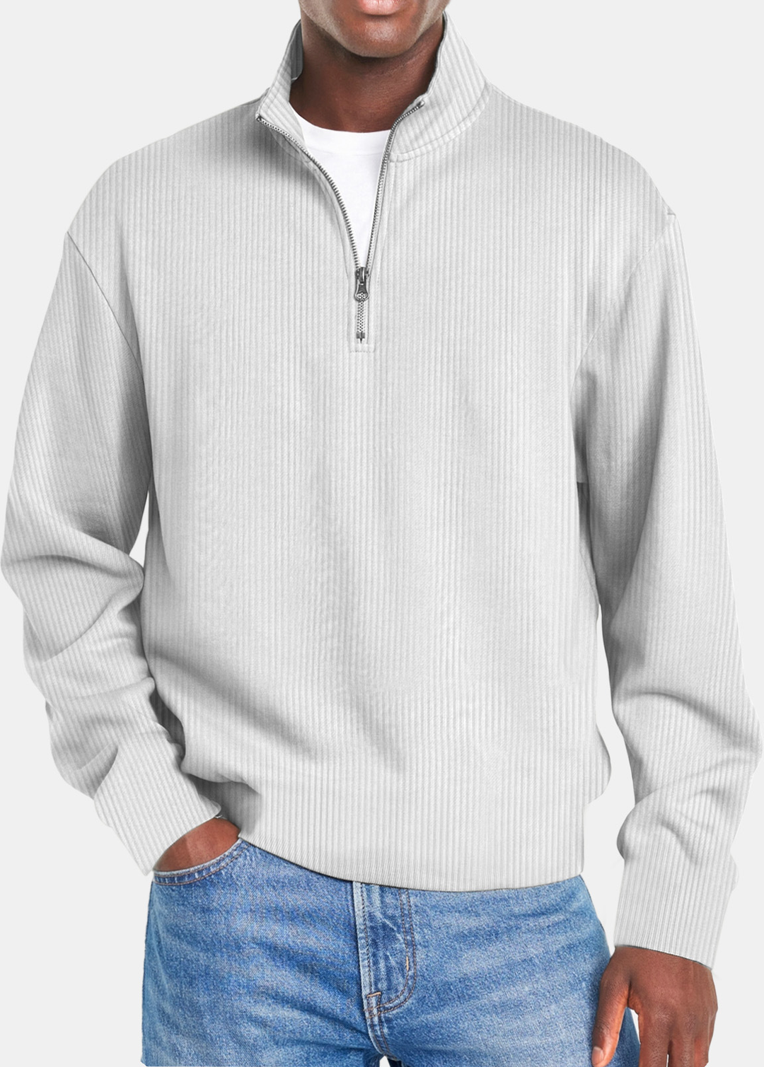 Camisa de gofre con media cremallera