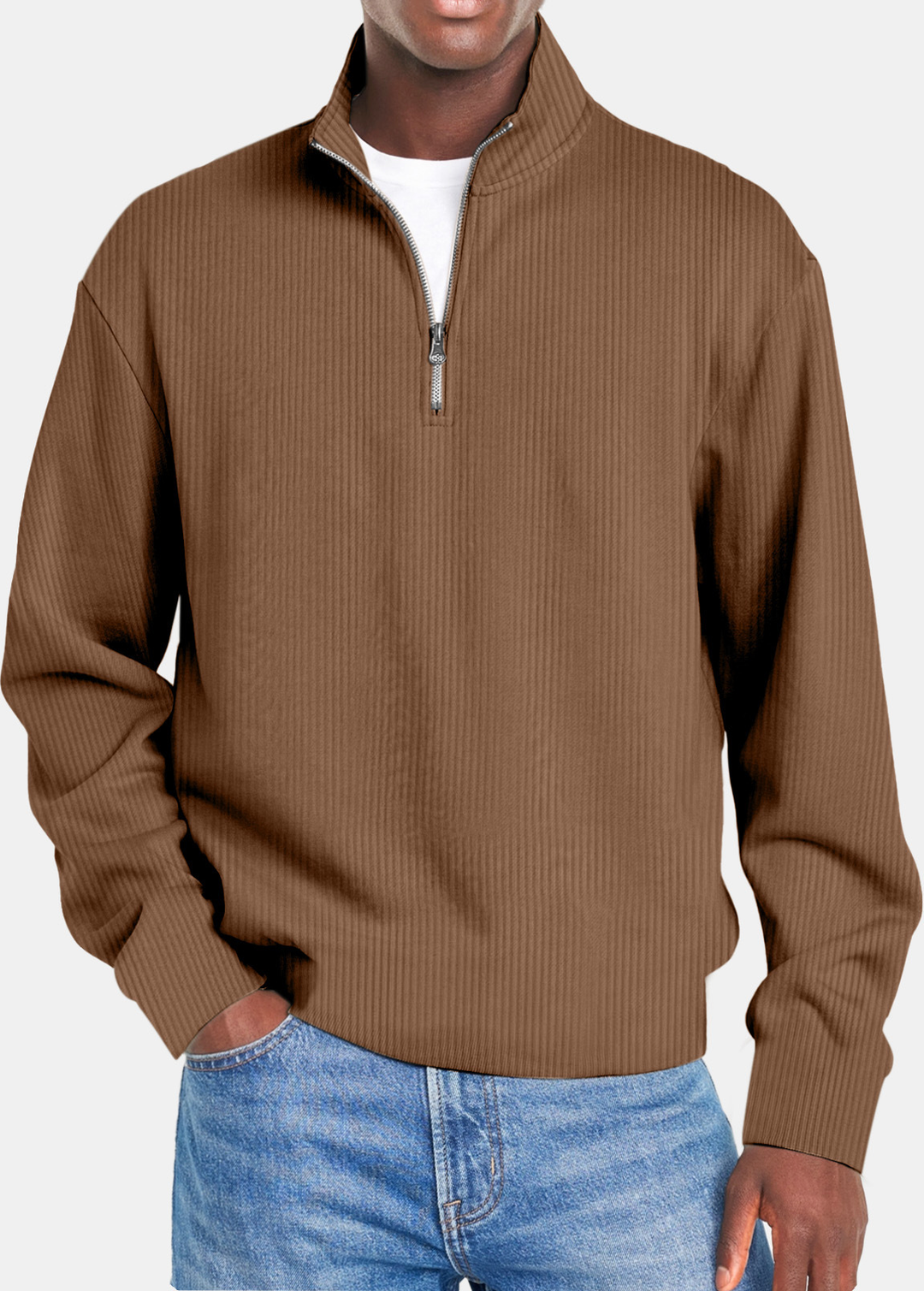 Camisa de gofre con media cremallera