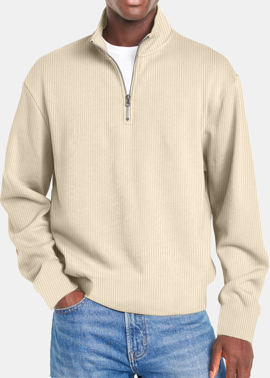 Camisa de gofre con media cremallera