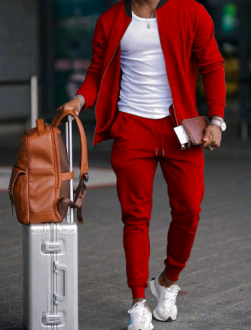 Chándal casual de viaje para hombre con chaqueta con cremallera