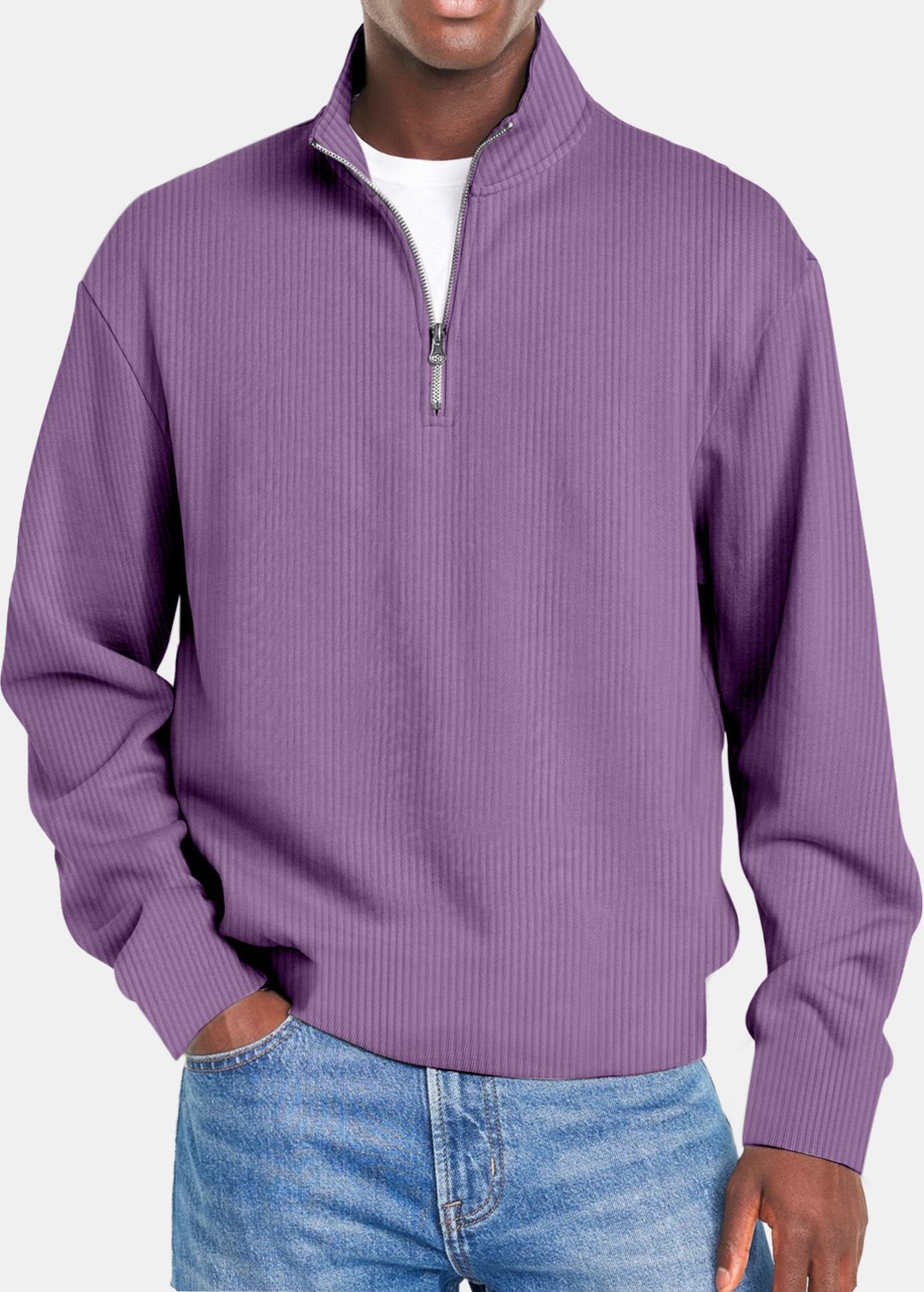 Camisa de gofre con media cremallera