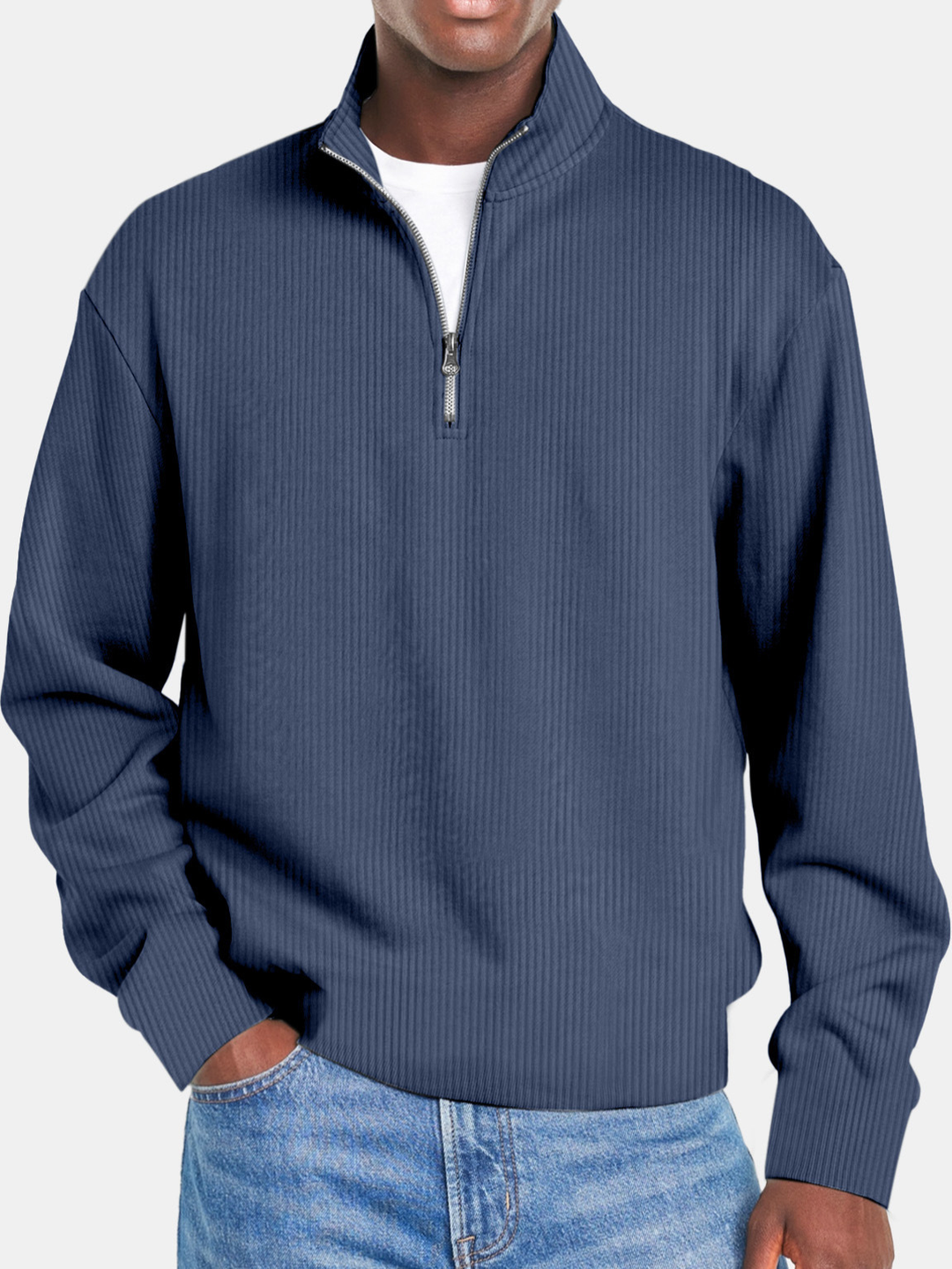 Camisa de gofre con media cremallera