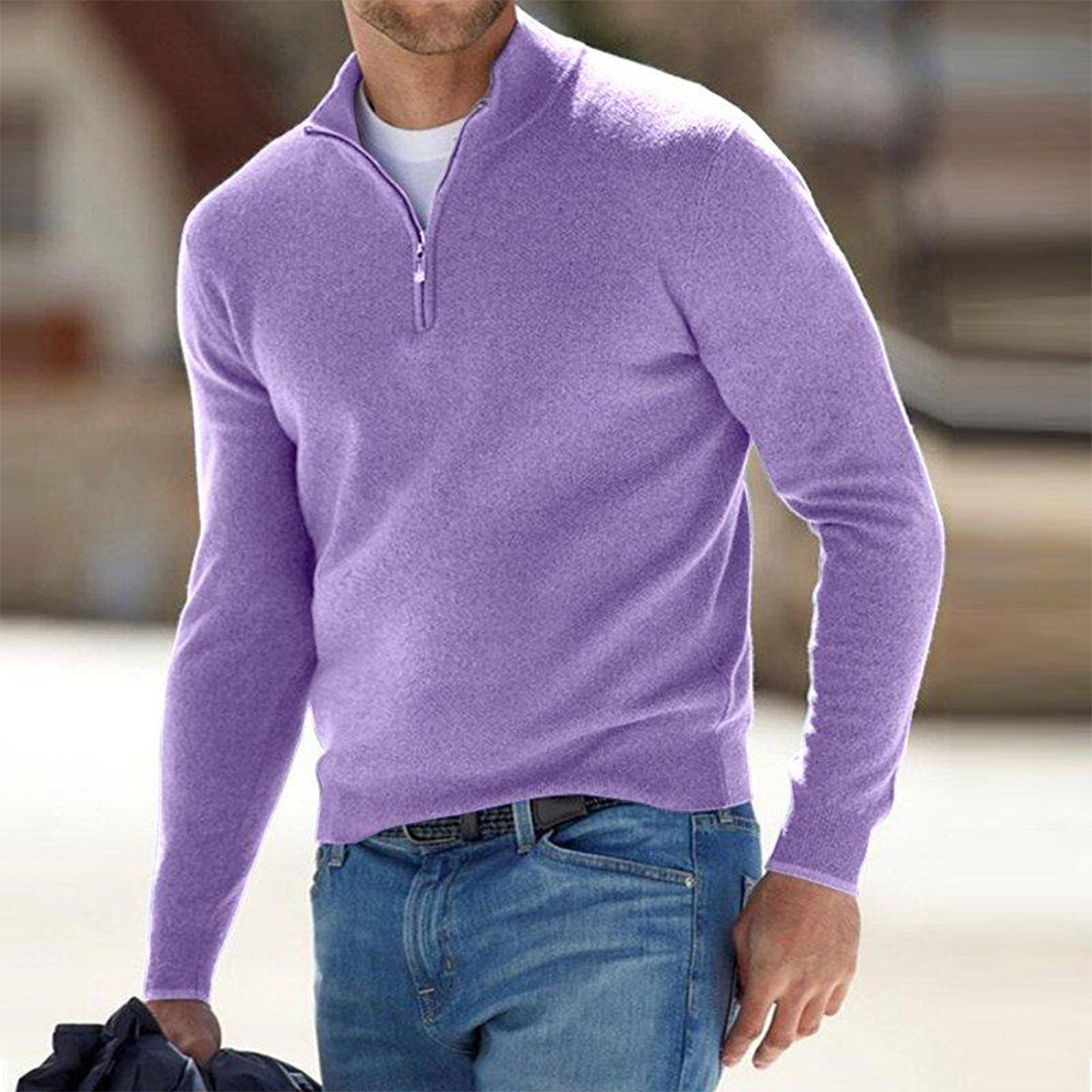 Jersey cálido de invierno con media cremallera para hombre