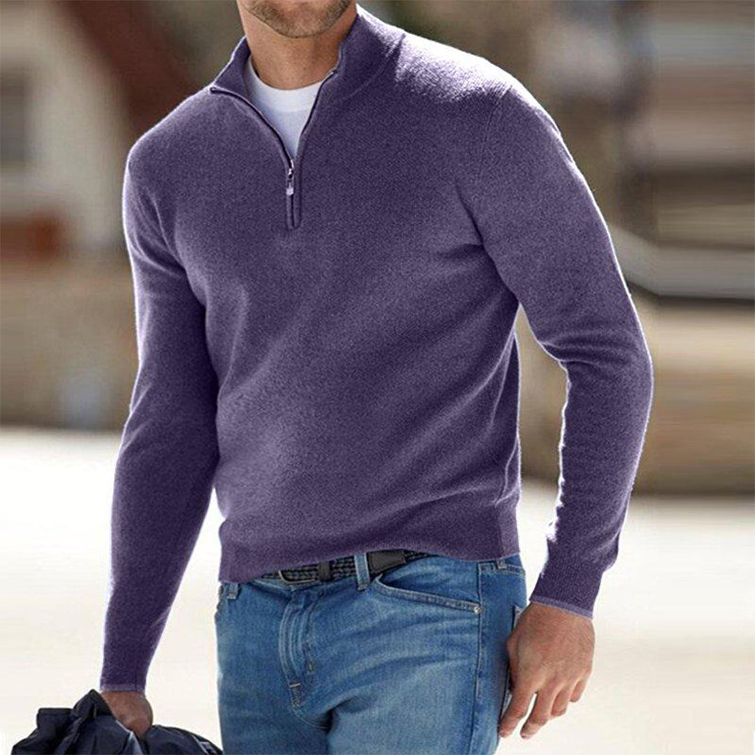Jersey cálido de invierno con media cremallera para hombre