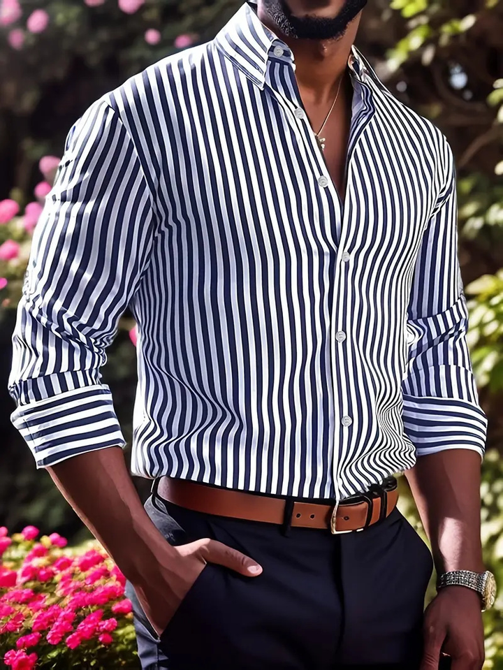 Camisa a Rayas de Ajuste Perfecto