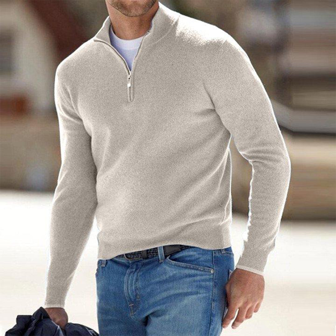 Jersey cálido de invierno con media cremallera para hombre
