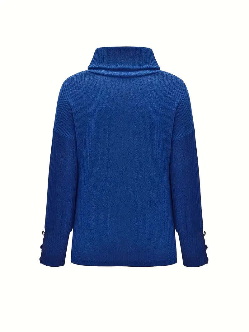Women’s Winter Ribbed Cowl Neck Sweater