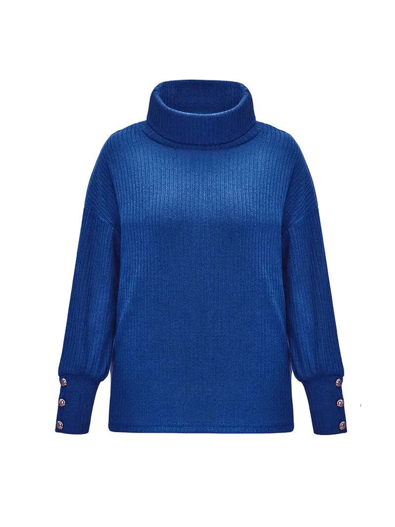 Suéter de cuello desbocado acanalado de invierno para mujer