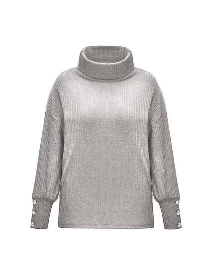 Suéter de cuello desbocado acanalado de invierno para mujer